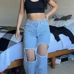 ❤️‍🔥SOLD❤️‍🔥 Women's ripped wide leg Jeans